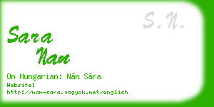 sara nan business card